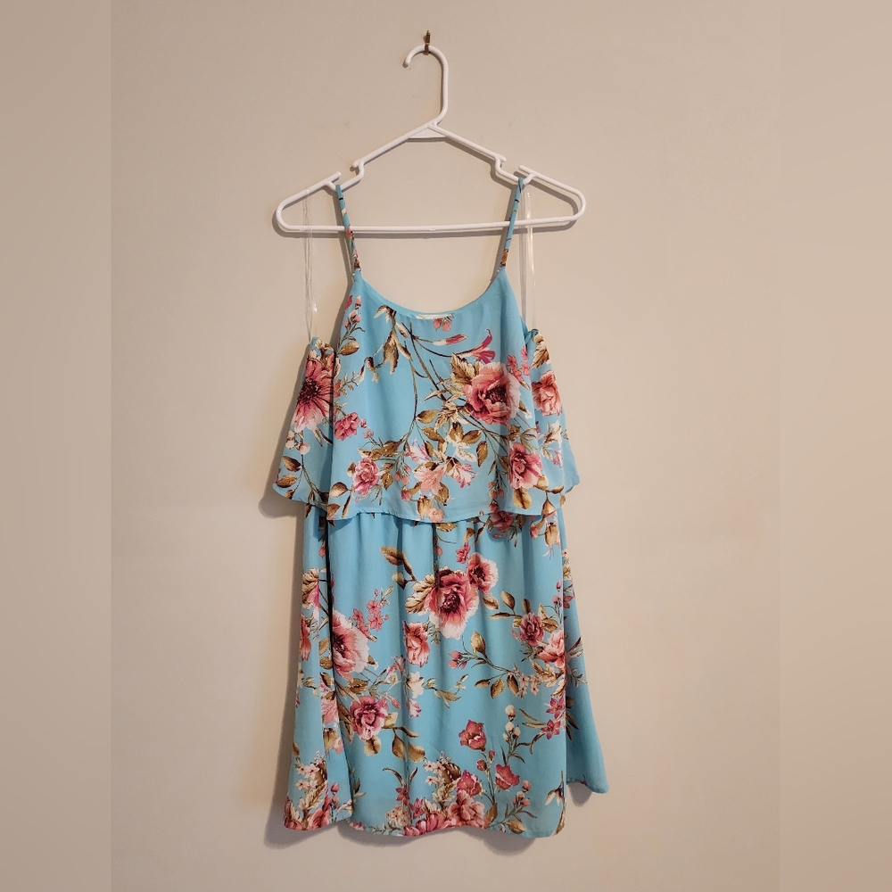 Macy's Cloud & Sky Auqa Blue Floral Sundress